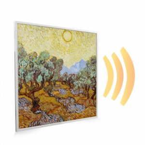 595×595 Olive Trees with Yellow Sky and Sun Picture NXT Gen Infrared Heating Panel 350W – Electric Wall Panel Heater