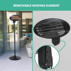 2000W EQ Heat Electric Freestanding Patio Heater Black