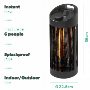 1200W EQ Heat Electric Table Top Patio Heater Black