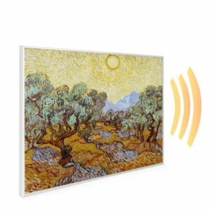 995×1195 Olive Trees with Yellow Sky and Sun Picture NXT Gen Infrared Heating Panel 1200W – Electric Wall Panel Heater